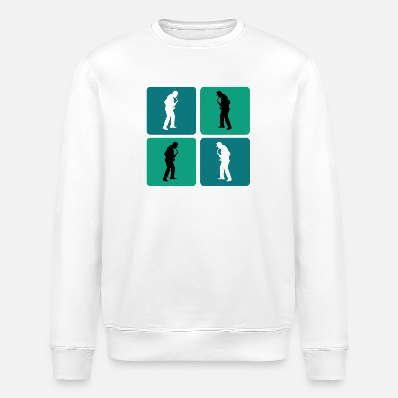 Saxophone Design - Stanley/Stella ROLLER Unisex Organic Sweatshirt - white