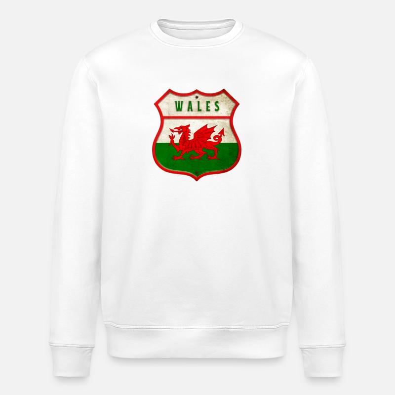 Wales Wappen Flaggen Design - Stanley/Stella Unisex Bio-Sweatshirt ROLLER - Weiß