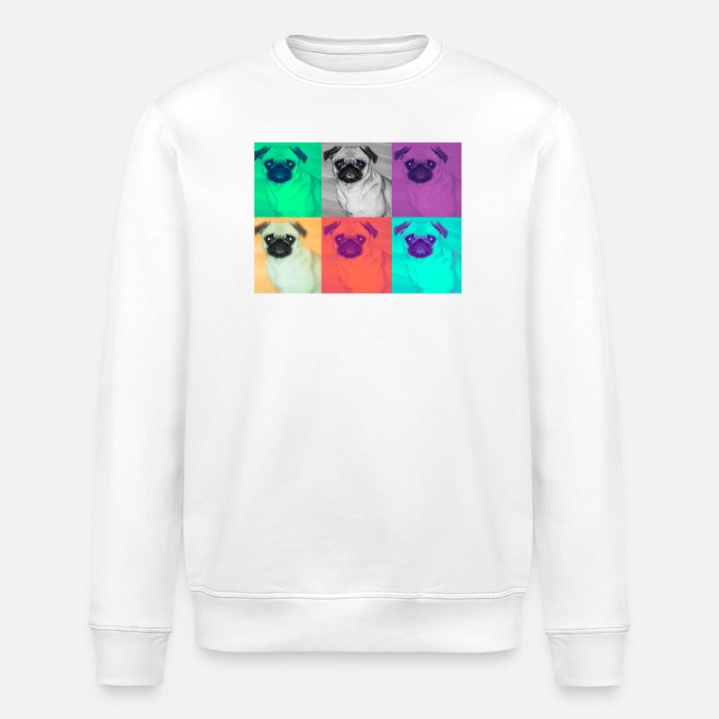 Pop Art Hund Design - Stanley/Stella Unisex Bio-Sweatshirt ROLLER - Weiß