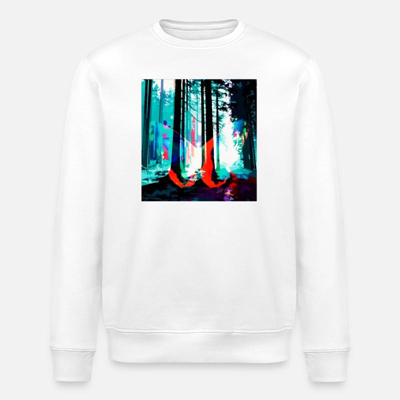 Neon Forest Dream Print - Stanley/Stella ROLLER Unisex Organic Sweatshirt - white