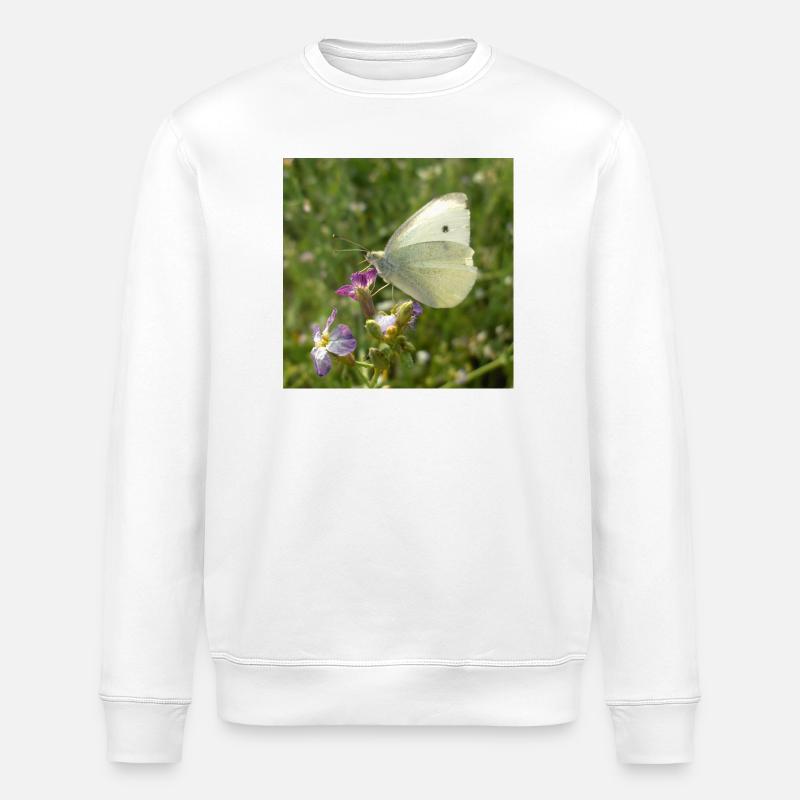 Papillon blanc sur fleur rose - Sweat bio ROLLER Stanley/Stella Unisexe - blanc