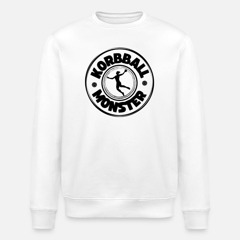 Korbball Monster (schwarze Schrift) - Stanley/Stella Unisex Bio-Sweatshirt ROLLER - Weiß