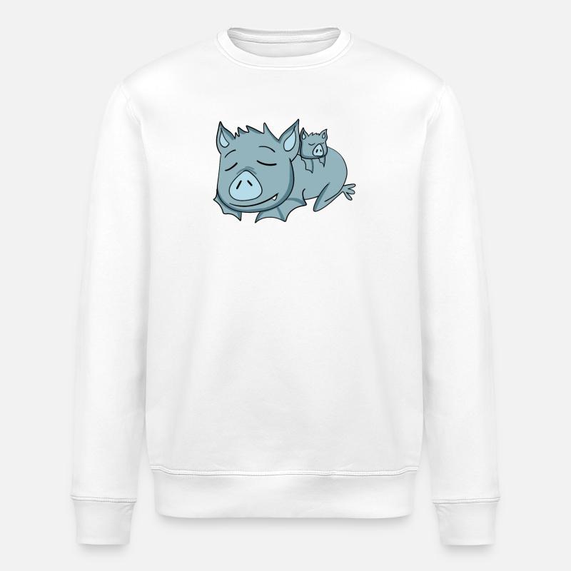 Bat with Baby Bat - Family - Stanley/Stella ROLLER Unisex Organic Sweatshirt - white