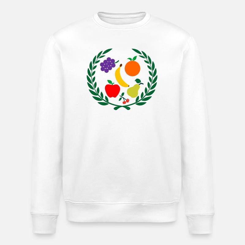 Fruit in laurel wreath - Stanley/Stella ROLLER Unisex Organic Sweatshirt - white