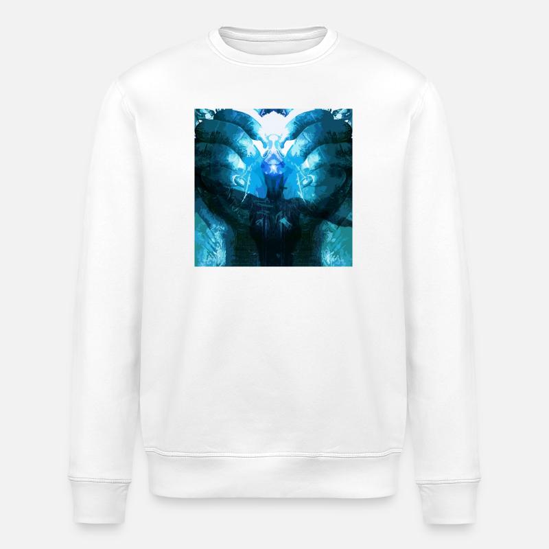 Reflective Deep Blue Creature - Stanley/Stella ROLLER Unisex Organic Sweatshirt - white
