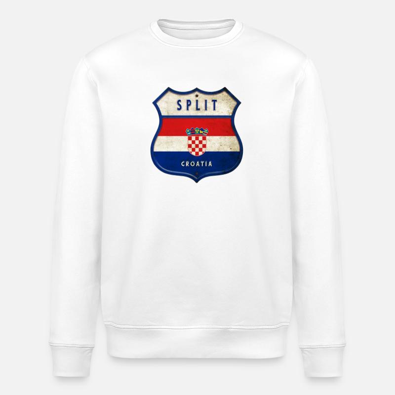 Split Kroatien Flaggen Wappen Design - Stanley/Stella Unisex Bio-Sweatshirt ROLLER - Weiß