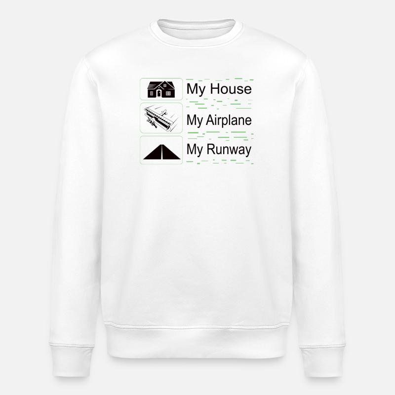 My house, my plane, my runway - Stanley/Stella ROLLER Unisex Organic Sweatshirt - white
