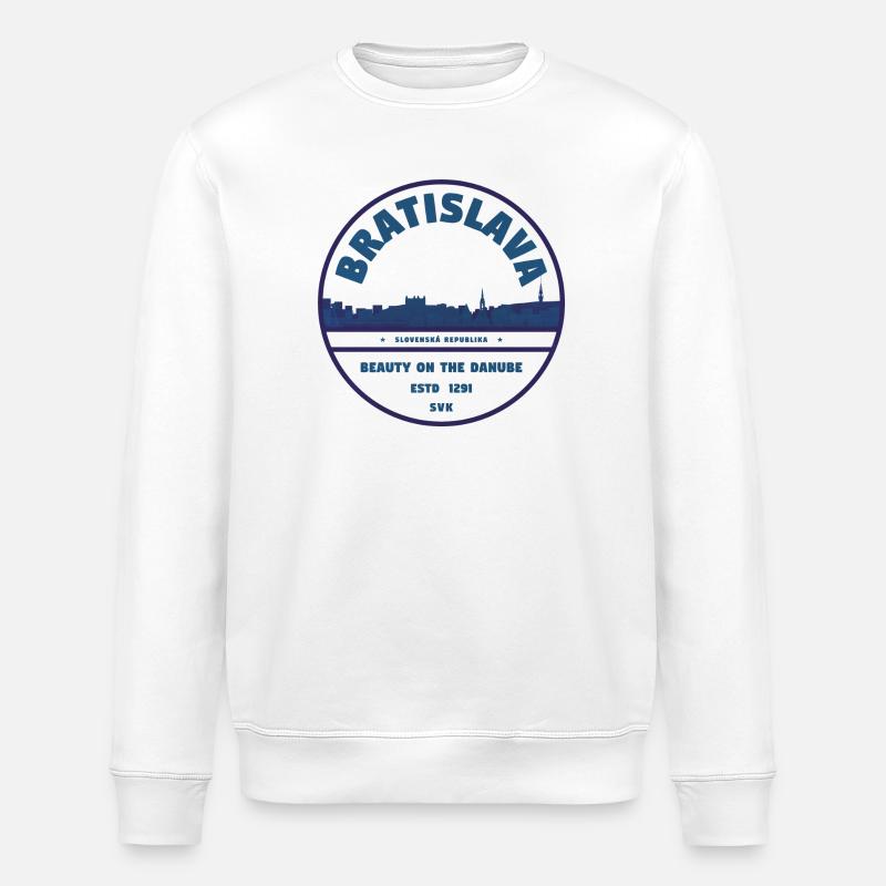 Bratislava Danube Skyline Emblem - Stanley/Stella ROLLER Unisex Organic Sweatshirt - white