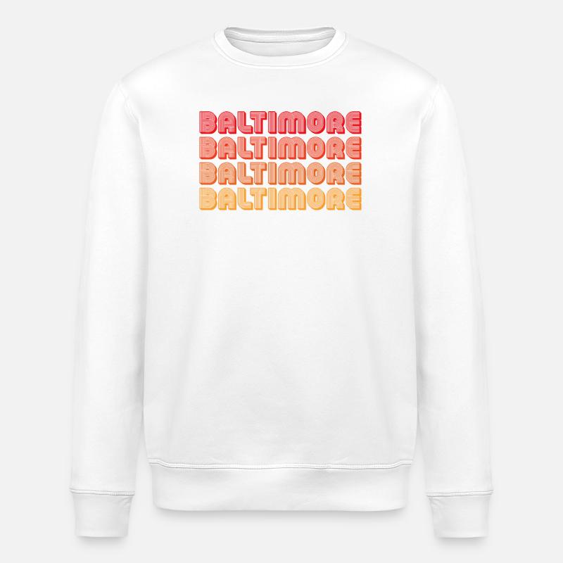 Baltimore Neon Gradient Repeats - Stanley/Stella ROLLER Unisex Organic Sweatshirt - white