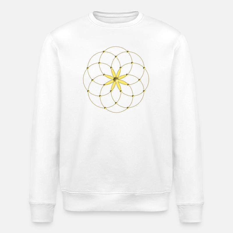 Goldenes Blütenmandala - Stanley/Stella Unisex Bio-Sweatshirt ROLLER - Weiß