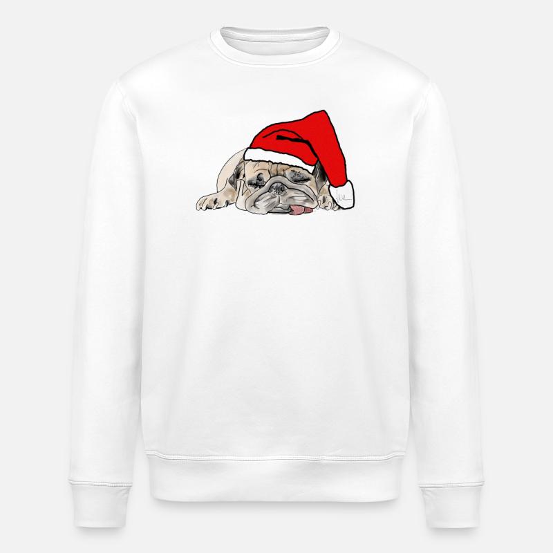 Mops Weihnachten - Stanley/Stella Unisex Bio-Sweatshirt ROLLER - Weiß