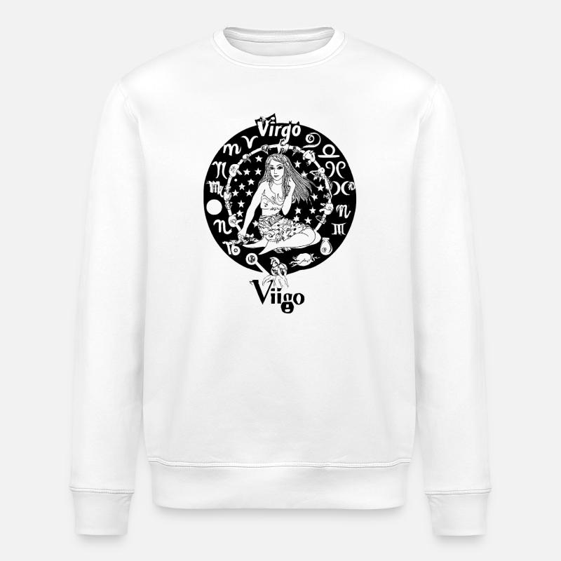 Signe du zodiaque Vierge 001 noir - Sweat bio ROLLER Stanley/Stella Unisexe - blanc