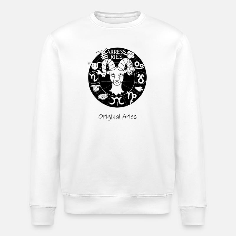 Sternzeichen Widder 001 schwarz - Stanley/Stella Unisex Bio-Sweatshirt ROLLER - Weiß