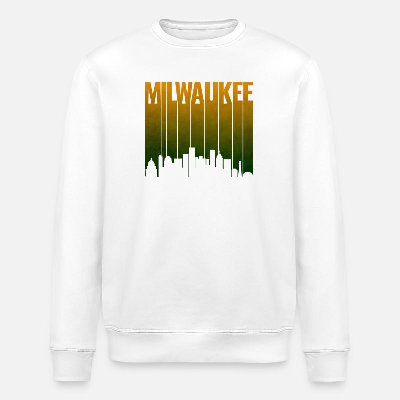Milwaukee Skyline Gradient Silhouette - Stanley/Stella Unisex Bio-Sweatshirt ROLLER - Weiß