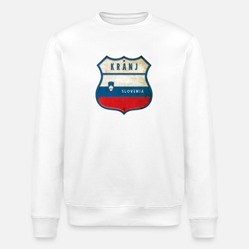 Kranj Slovénie Drapeaux Design d'armoiries - Sweat bio ROLLER Stanley/Stella Unisexe - blanc