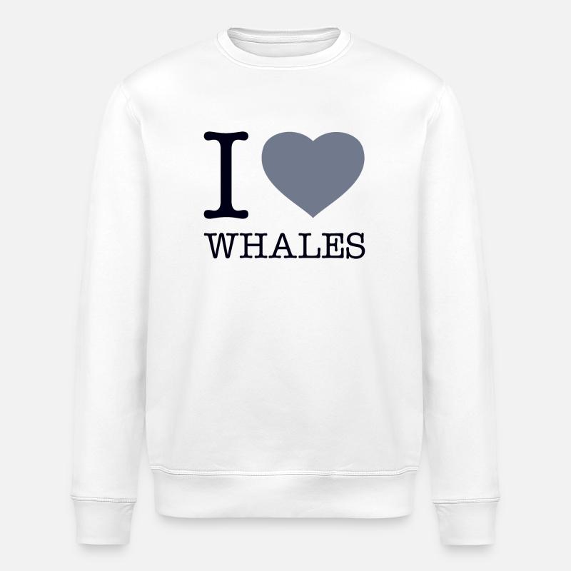 I LOVE WHALES - Stanley/Stella Unisex Bio-Sweatshirt ROLLER - Weiß