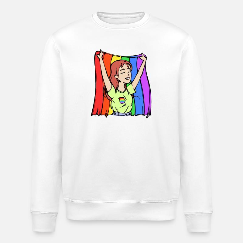 Equality Lgbt Rainbow Flag Homo - Stanley/Stella ROLLER Unisex Organic Sweatshirt - white