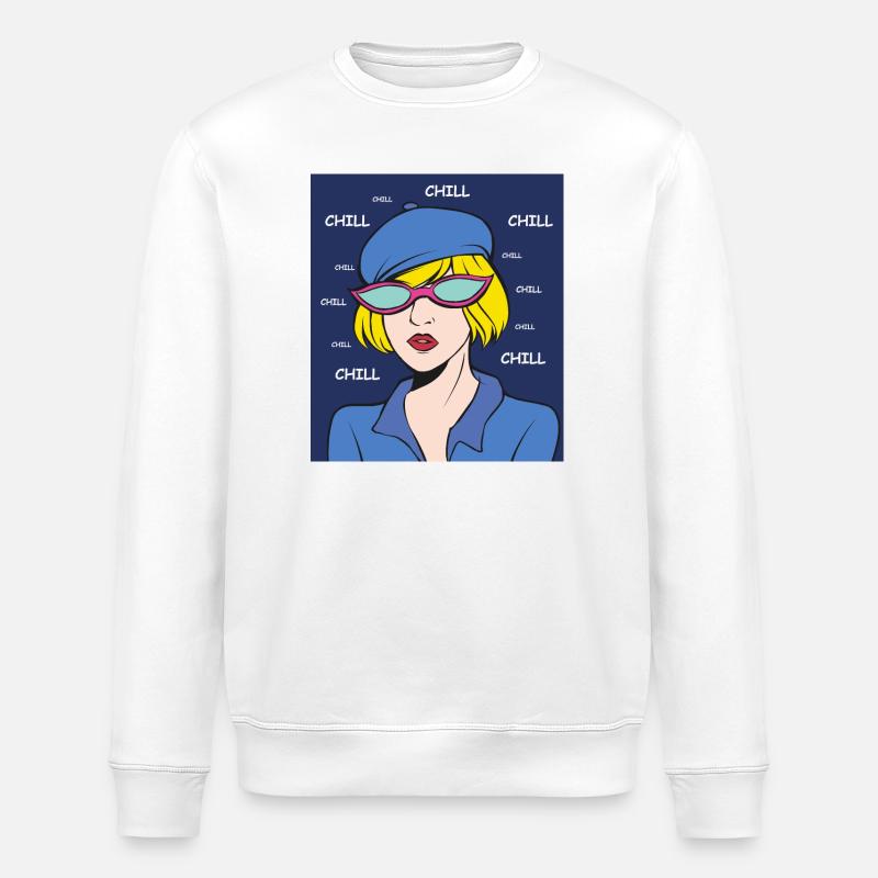 Chill Pop Art Lady - Sweat bio ROLLER Stanley/Stella Unisexe - blanc