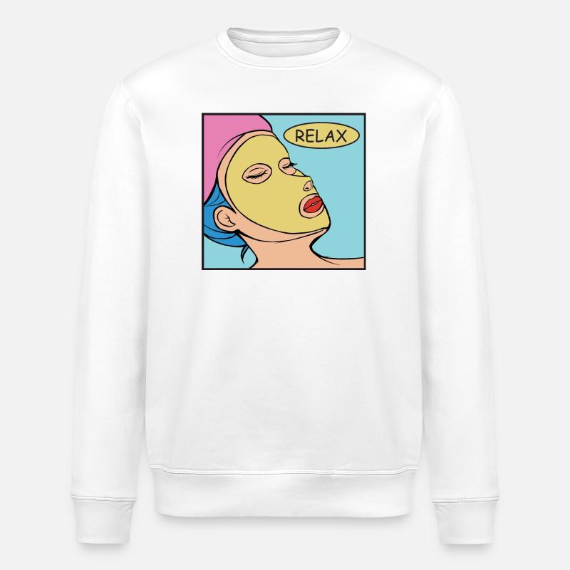 Relax Pop Art Face Mask - Stanley/Stella ROLLER Unisex Organic Sweatshirt - white