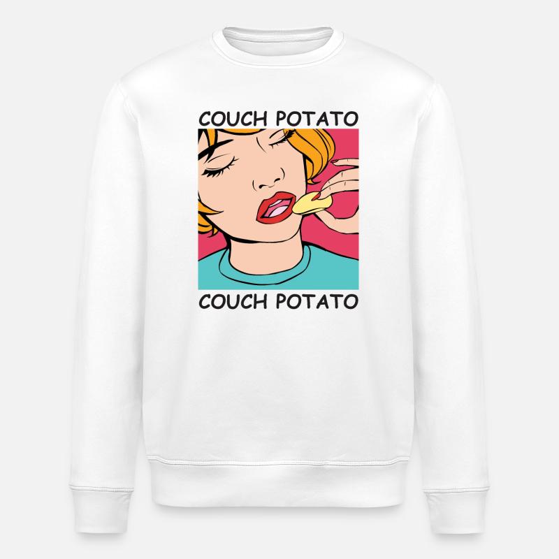 Couchpotato Popart Snack - Stanley/Stella Unisex Bio-Sweatshirt ROLLER - Weiß