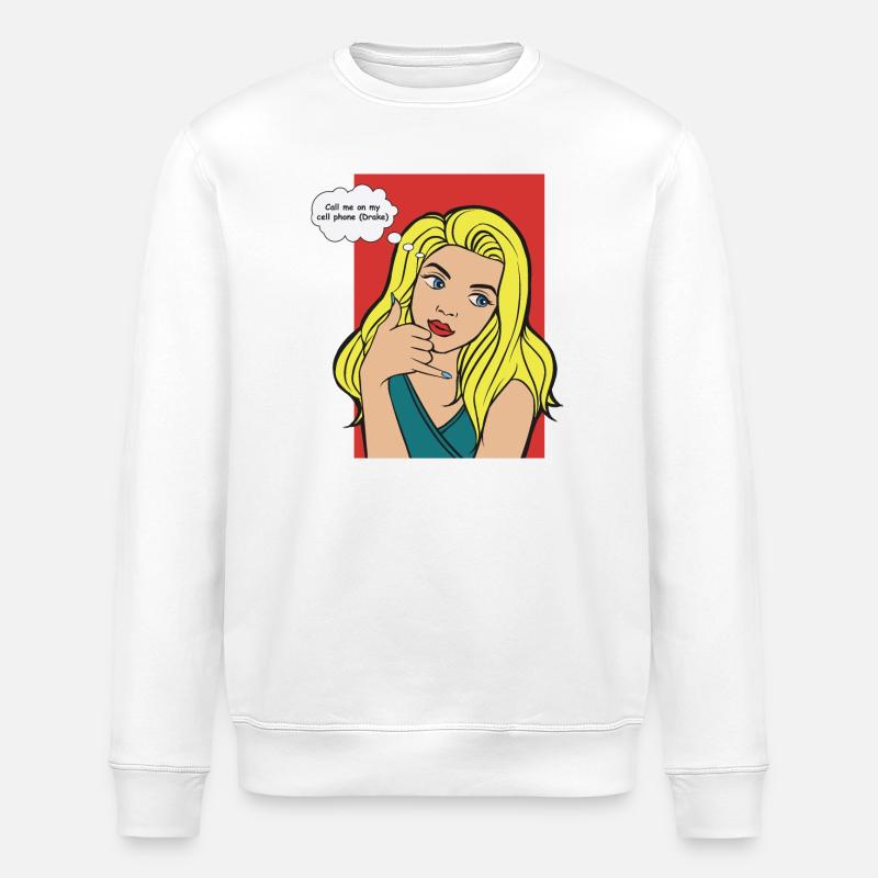 Pop-Art Blond mit Denkblase - Stanley/Stella Unisex Bio-Sweatshirt ROLLER - Weiß