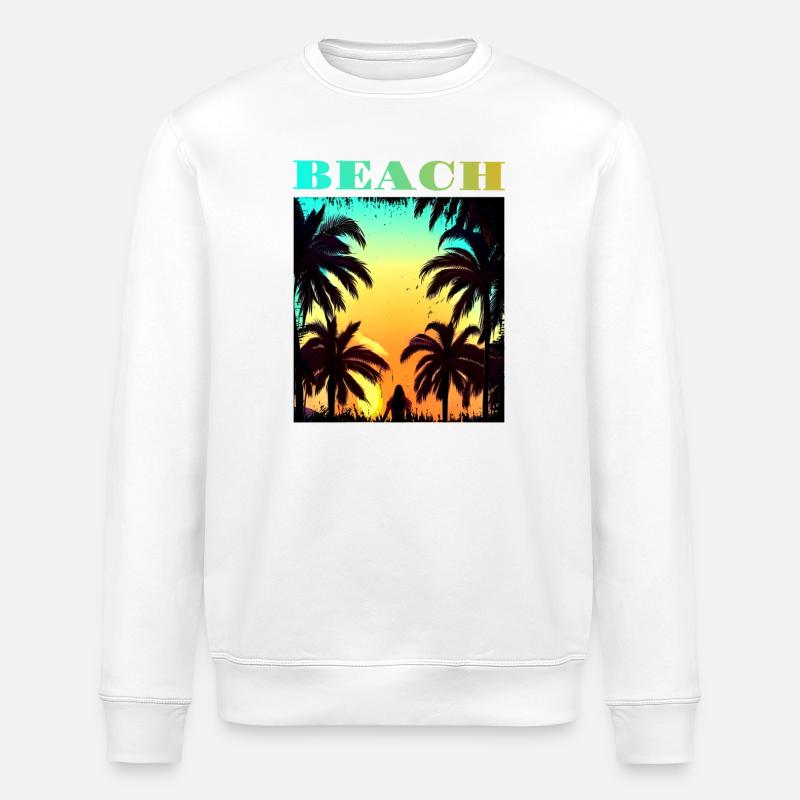 Plage de Palm Sunset - Sweat bio ROLLER Stanley/Stella Unisexe - blanc