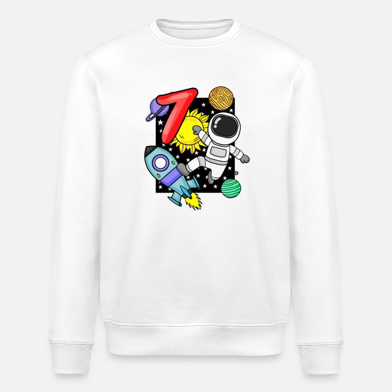 7 years old Young astronaut - Stanley/Stella ROLLER Unisex Organic Sweatshirt - white