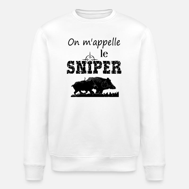 Sanglier chasse silhouette gibier chasseur animal  - Sweat bio ROLLER Stanley/Stella Unisexe - blanc