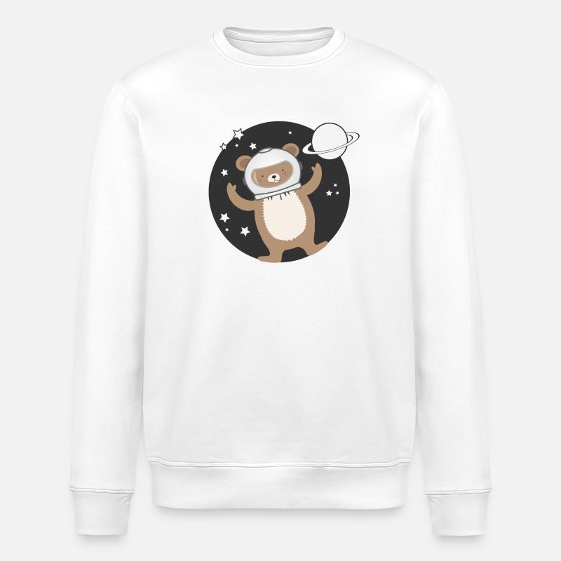 niedlicher Astronauten Bär im comic Stil - Stanley/Stella Unisex Bio-Sweatshirt ROLLER - Weiß