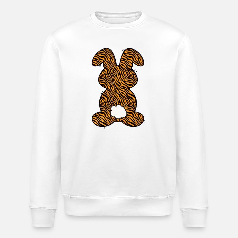 Tiger Pattern Rabbit Easter - Stanley/Stella ROLLER Unisex Organic Sweatshirt - white