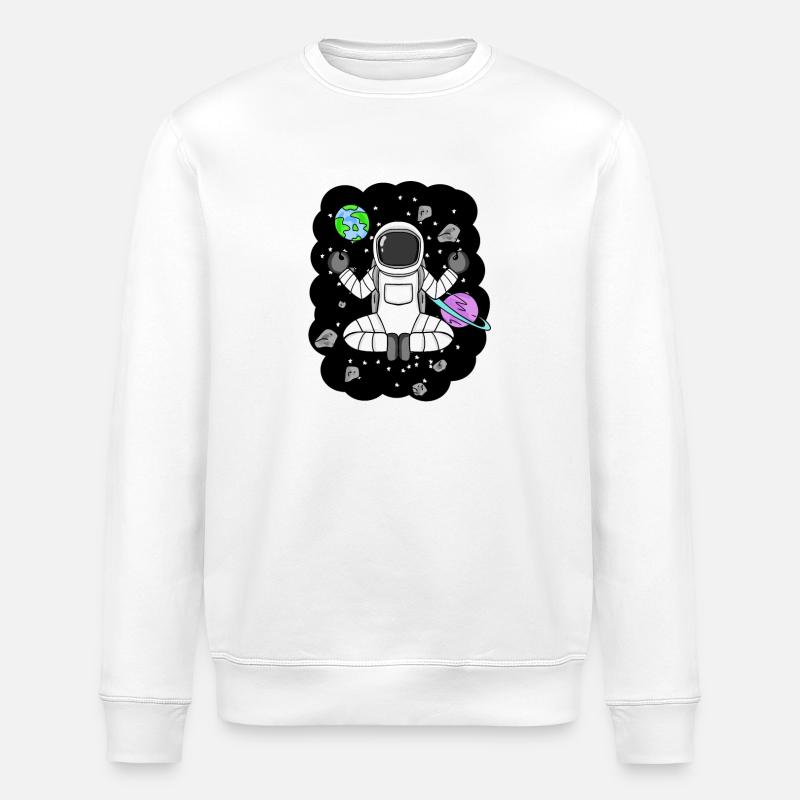 Astronaut Yoga Boy in Space - Meditation - Stanley/Stella ROLLER Unisex Organic Sweatshirt - white