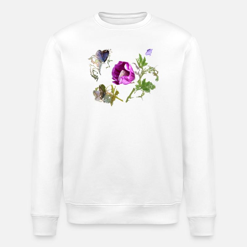Papillons bleus à la mauve - Sweat bio ROLLER Stanley/Stella Unisexe - blanc