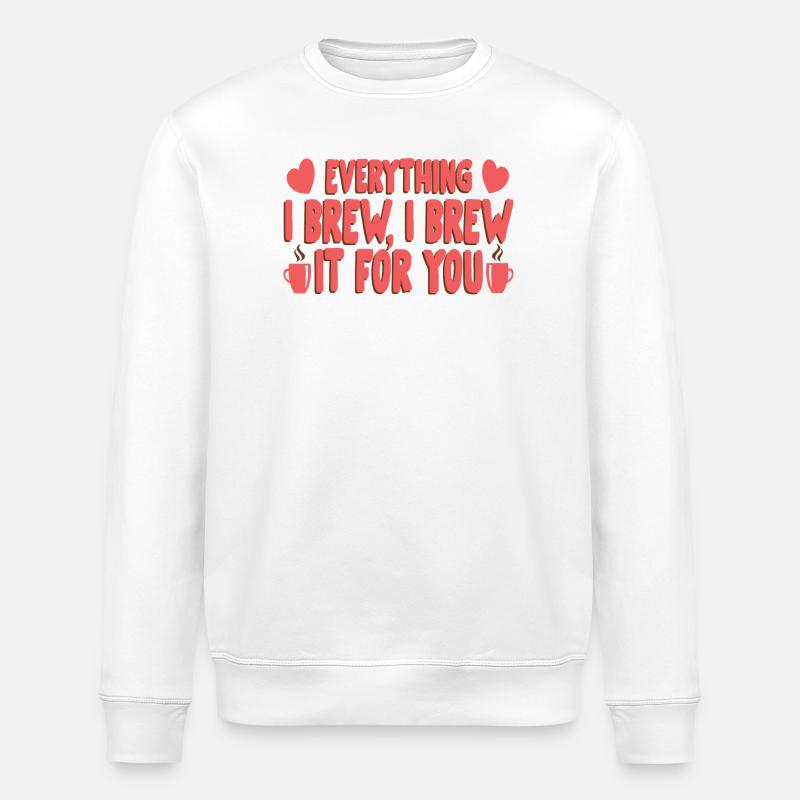 Kaffeeliebhaber-Inspirierte Botschaft - Stanley/Stella Unisex Bio-Sweatshirt ROLLER - Weiß