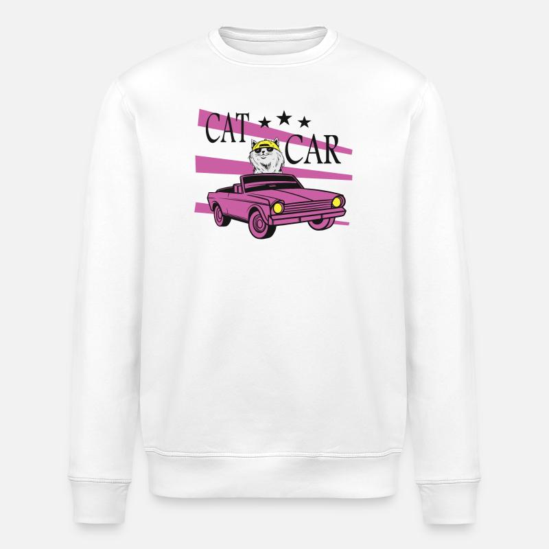 Katzen Auto - Stanley/Stella Unisex Bio-Sweatshirt ROLLER - Weiß
