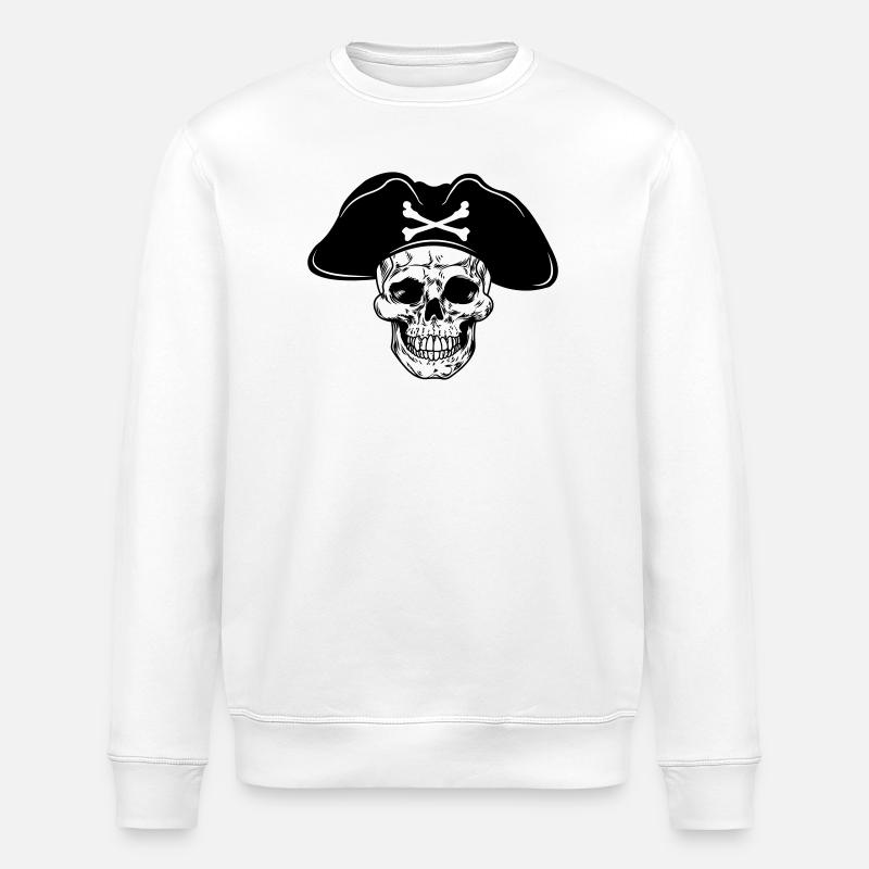 Totenkopf Piratenhut - Stanley/Stella Unisex Bio-Sweatshirt ROLLER - Weiß