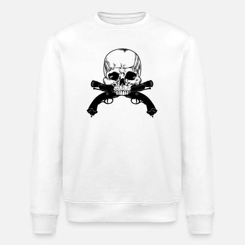 Totenkopfpistolen-Duell - Stanley/Stella Unisex Bio-Sweatshirt ROLLER - Weiß