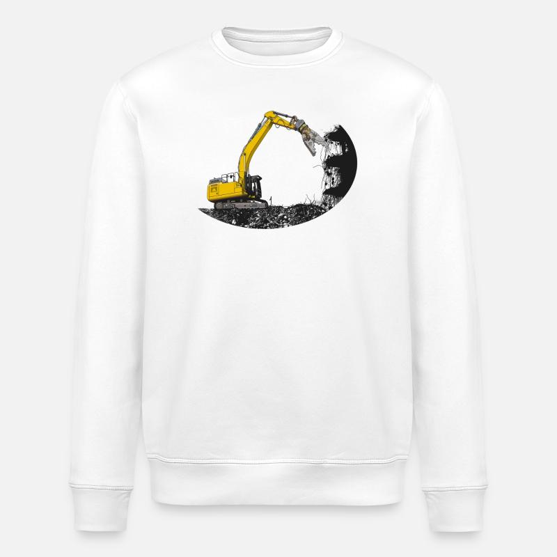 Tear-off excavator with scrap shears - Stanley/Stella ROLLER Unisex Organic Sweatshirt - white