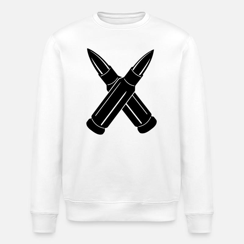 Two bullets crossed - Stanley/Stella ROLLER Unisex Organic Sweatshirt - white