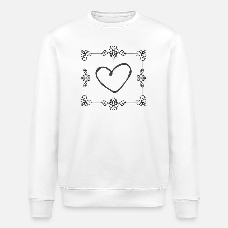 Romantisches Herz Barockrahmen - Stanley/Stella Unisex Bio-Sweatshirt ROLLER - Weiß