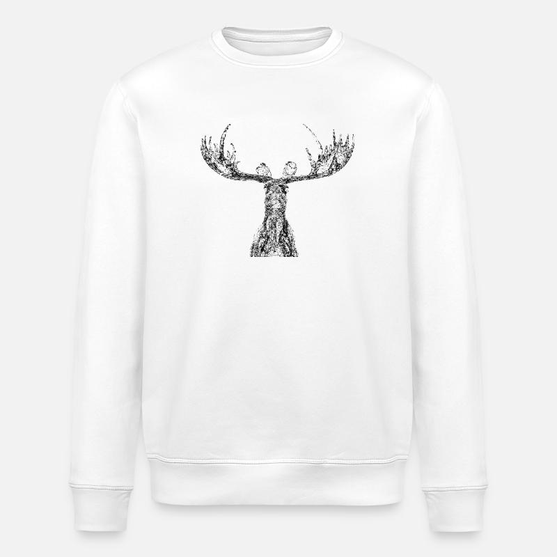 Skulptur Elch Kopf Schweden - Stanley/Stella Unisex Bio-Sweatshirt ROLLER - Weiß