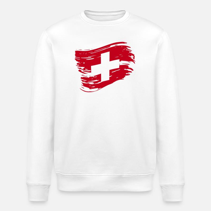 Schweiz Fahne - Schweizer Flagge - Stanley/Stella Unisex Bio-Sweatshirt ROLLER - Weiß