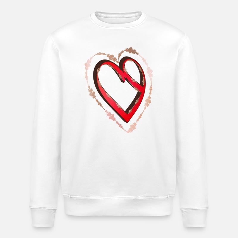 nostalgisches rotes Kalligrafie Herz - Stanley/Stella Unisex Bio-Sweatshirt ROLLER - Weiß