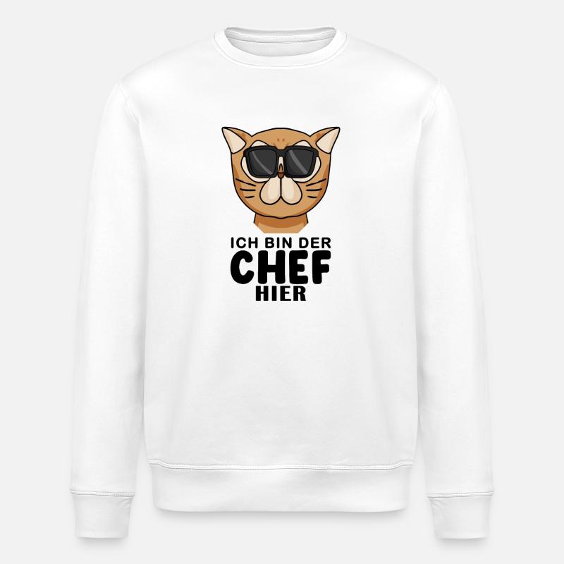 Cool Katze Perserkatze Chef Spruch - Stanley/Stella Unisex Bio-Sweatshirt ROLLER - Weiß