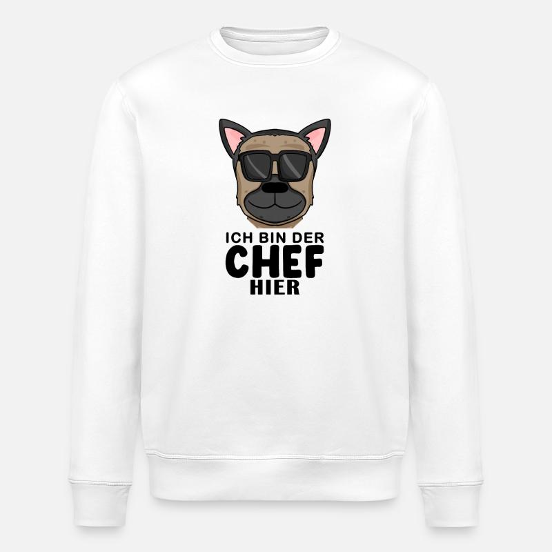 Cool Hund Deutscher Schäferhund Chef Spruch - Stanley/Stella Unisex Bio-Sweatshirt ROLLER - Weiß