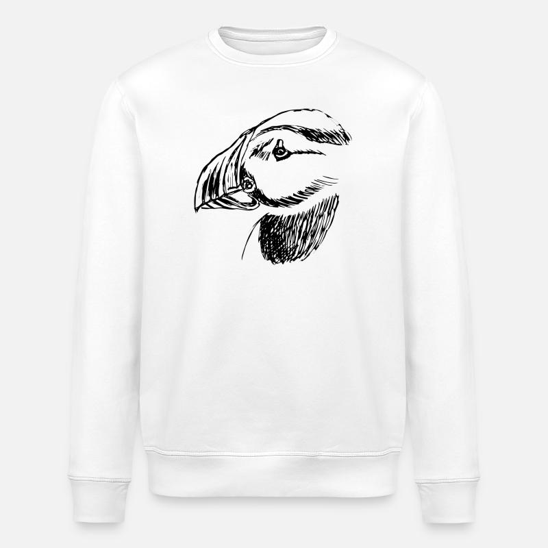 Handgezeichneter Papageientauchervogel - Stanley/Stella Unisex Bio-Sweatshirt ROLLER - Weiß