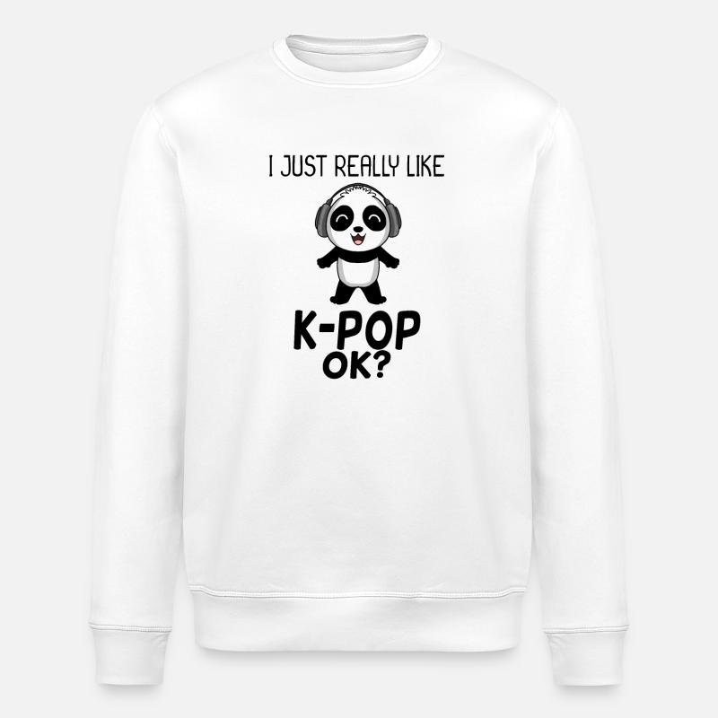 k Pop Saying Panda - Stanley/Stella ROLLER Unisex Organic Sweatshirt - white