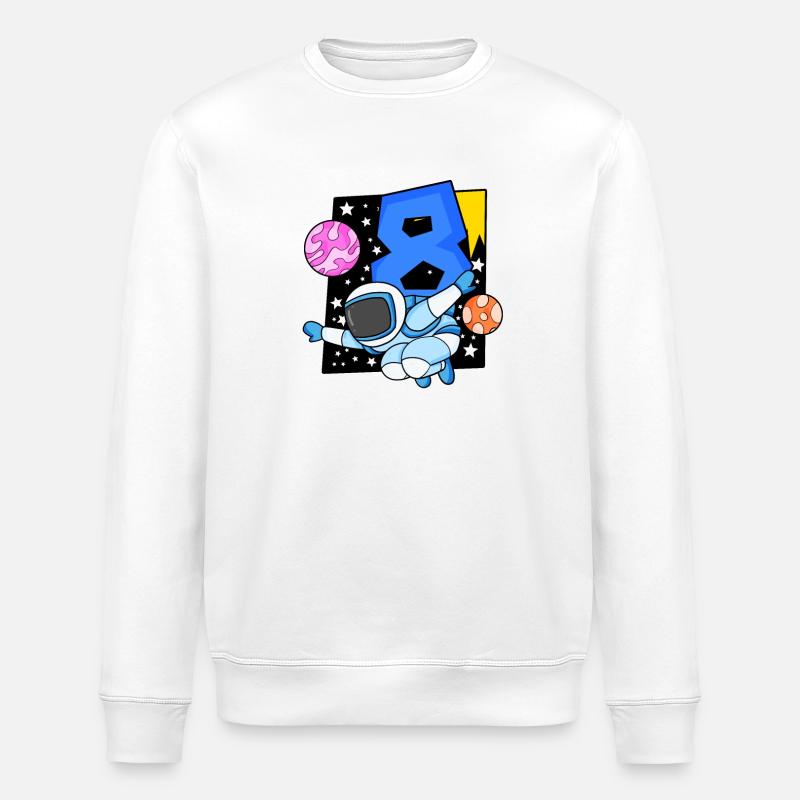 8 Jahre alt Junge Astronaut - Stanley/Stella Unisex Bio-Sweatshirt ROLLER - Weiß