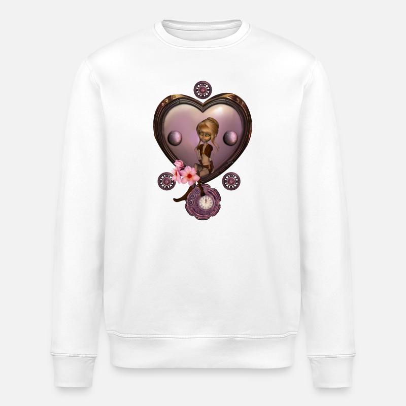 Wunderbares Steampunk-Herz mit Fee - Stanley/Stella Unisex Bio-Sweatshirt ROLLER - Weiß