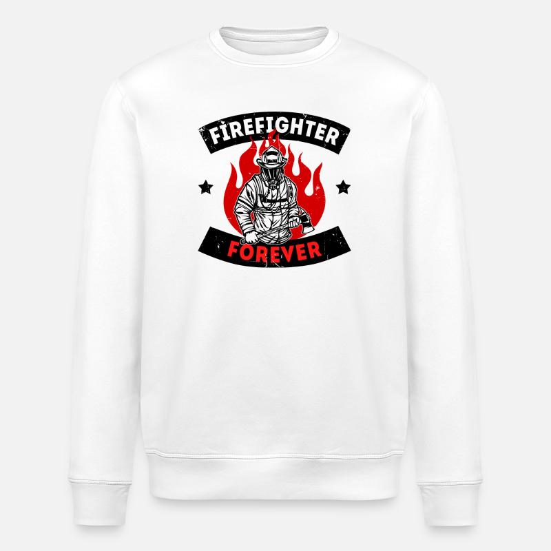 Firefighter Fire Brigade Fire Protection Statement - Stanley/Stella ROLLER Unisex Organic Sweatshirt - white