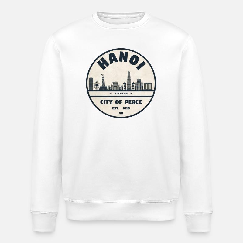 Hanoi Stadt der Ruhe Emblem - Stanley/Stella Unisex Bio-Sweatshirt ROLLER - Weiß